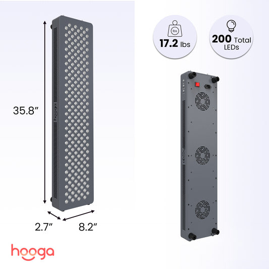 Hooga HG1000 Red Light Therapy Panel Dimensions and Size Specifications