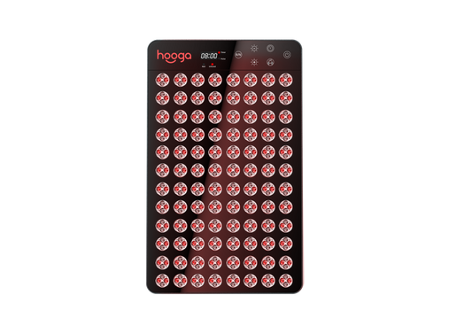 Hooga Ember sauna panel specifications: 384 LEDs, 180W, 630/660/810/850nm wavelengths, IP65 rated to 194°F