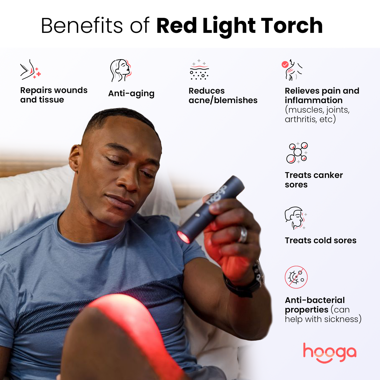 Red Light Therapy Torch with Precision Tip