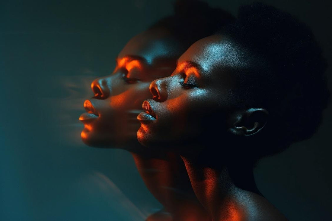 Woman basking in red light