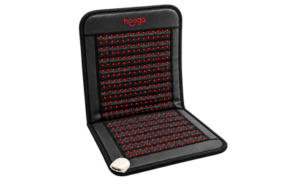 Hooga PEMF Chair Mat, black chair mat with red LEDs, top view