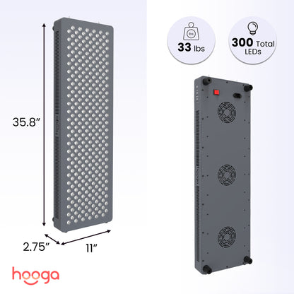 Hooga HG1500 Red Light Therapy Panel Dimensions and Size Specifications