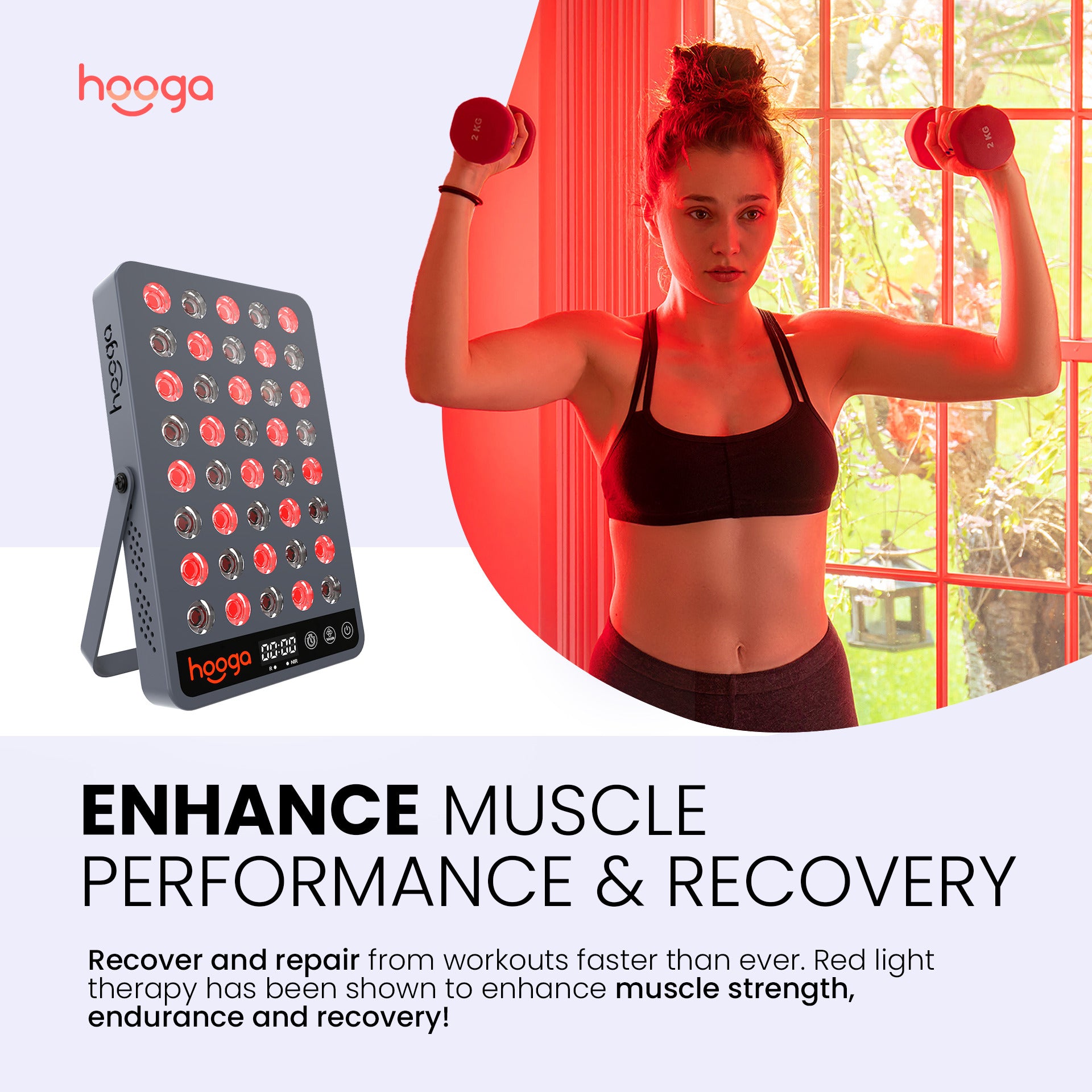 Hooga HG200 Red Light Therapy Device for Enhanced Muscle Performance