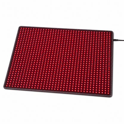 Hooga red light therapy mat for dogs and cats with 980 LEDs illuminated