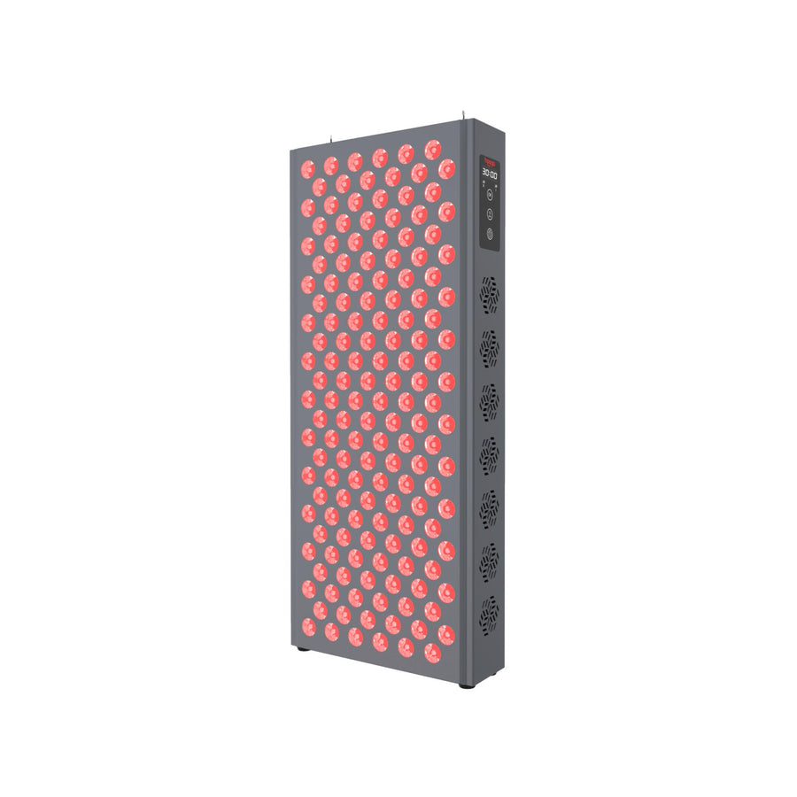Hooga PRO750 Red Light Therapy Panel - Professional Grade 660nm 850nm Angled View LEDs On