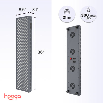 Hooga PRO1500 Red Light Therapy Panel Dimensions and Size Specifications