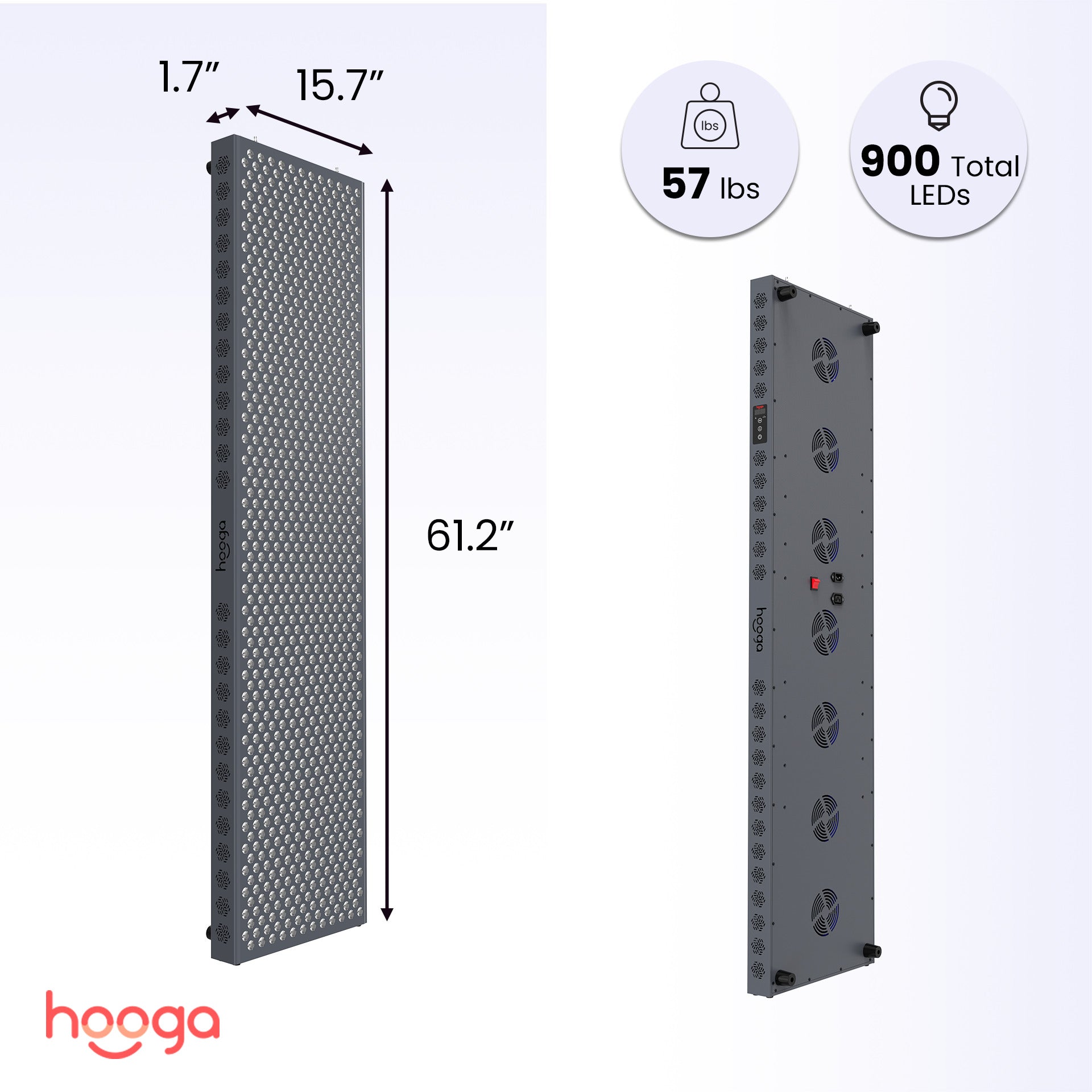 Hooga PRO4500 Full Body Red Light Therapy Panel Dimensions and Size Specifications