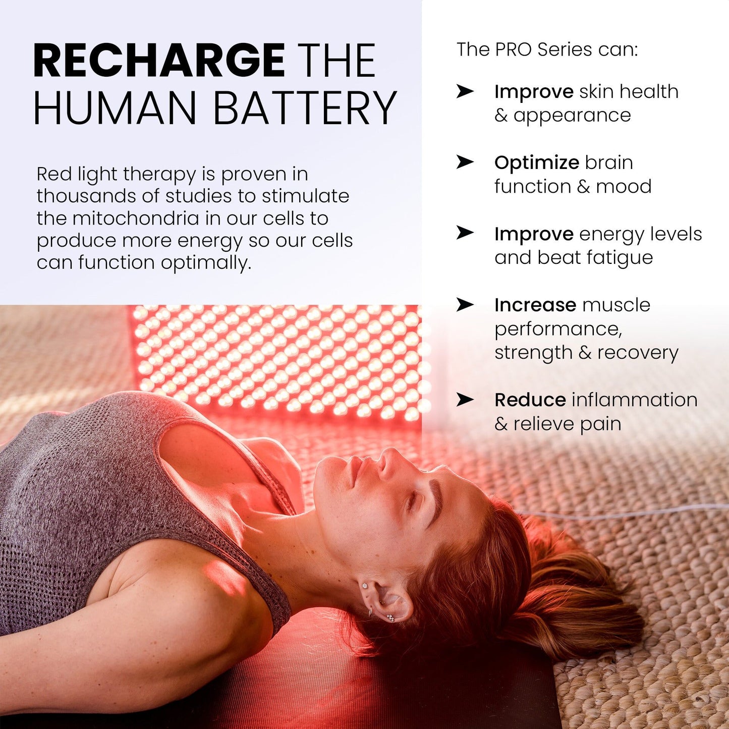 Hooga PRO750 Red Light Therapy - Recharge Your Body Like a Human Battery
