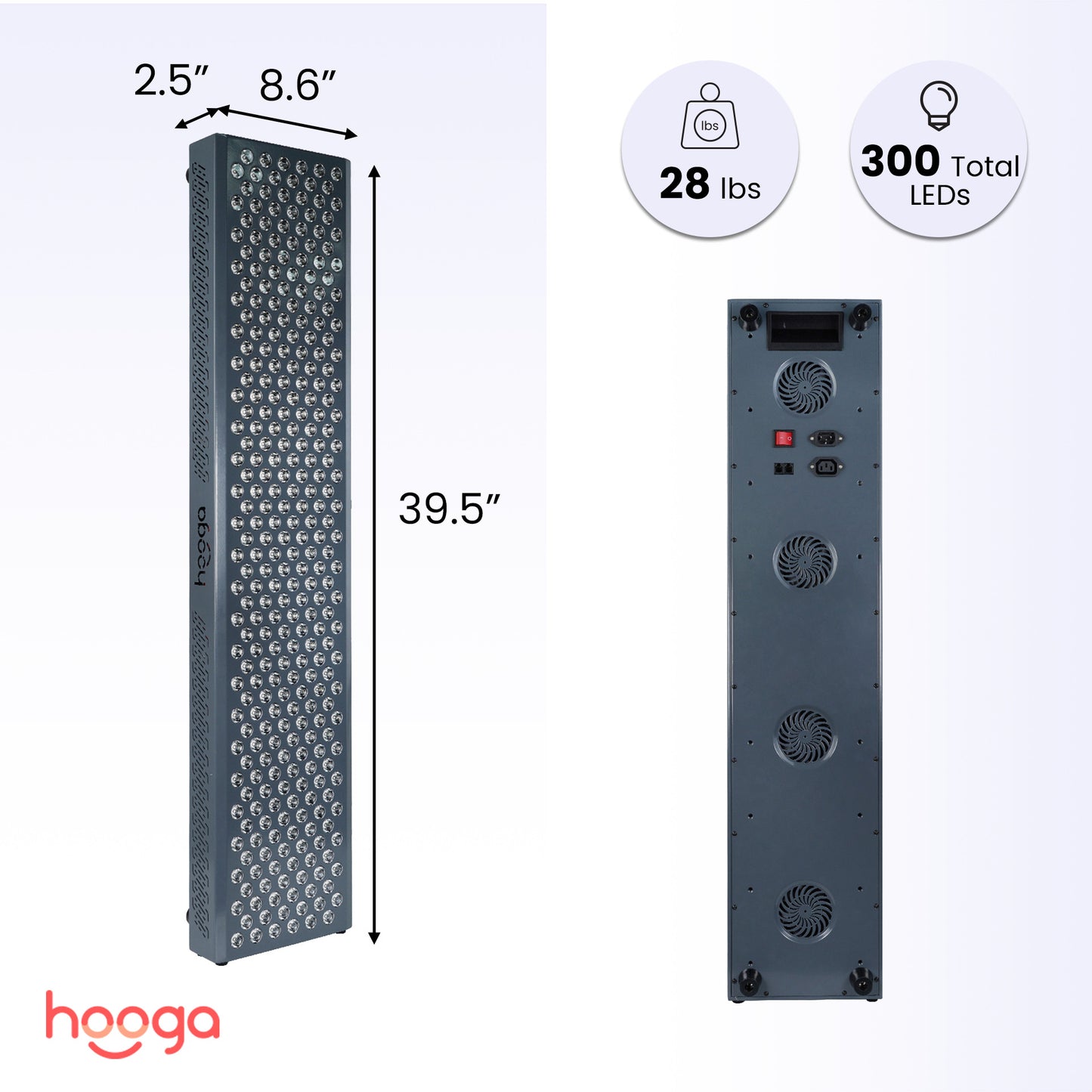 Hooga ULTRA1500 Red Light Therapy Panel Dimensions and Size Specifications