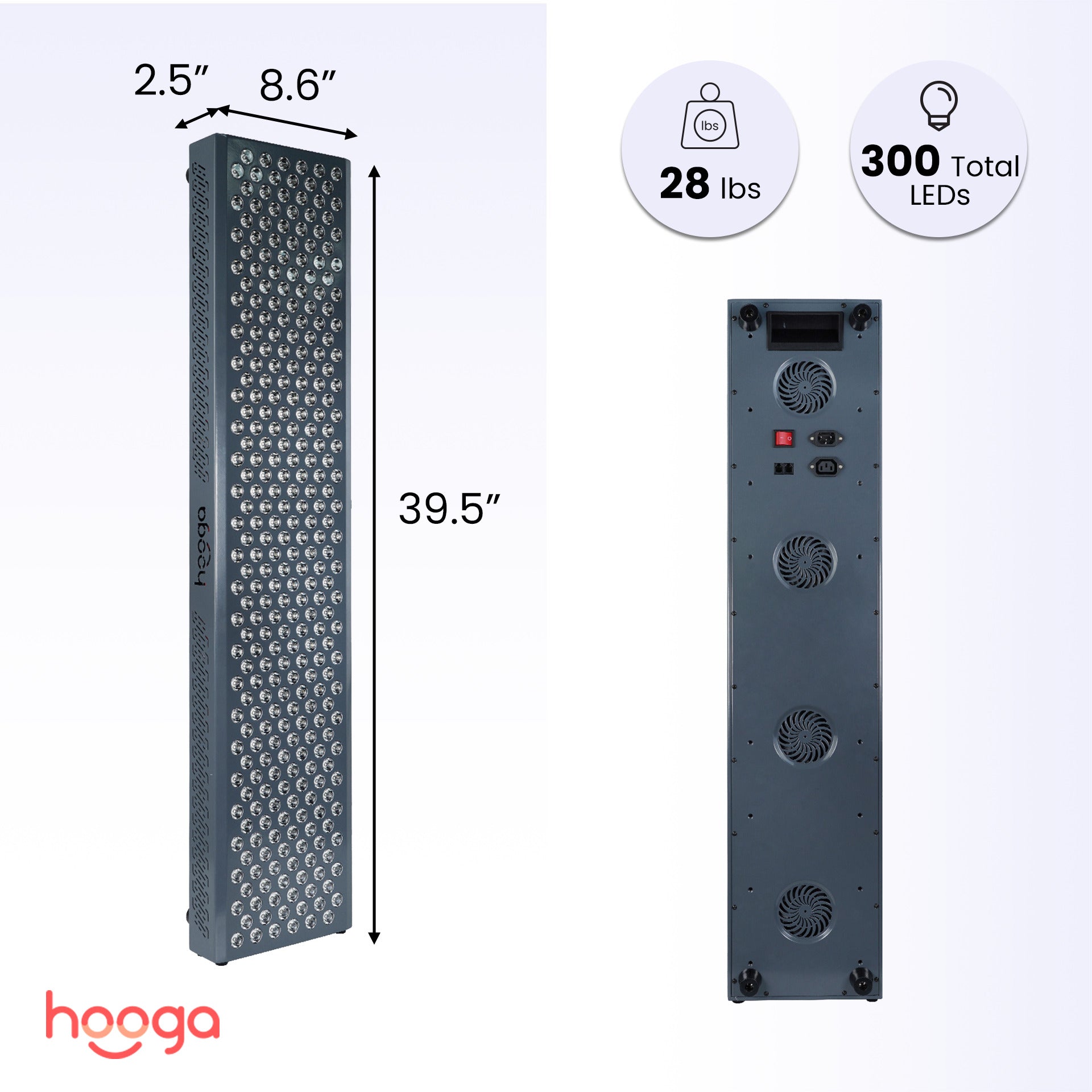 Hooga ULTRA1500 Red Light Therapy Panel Dimensions and Size Specifications