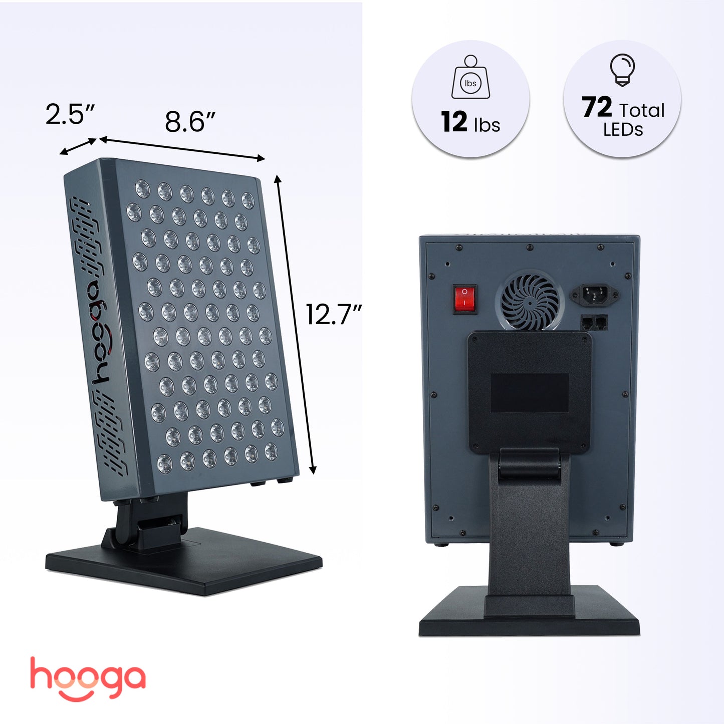 Hooga ULTRA360 Red Light Therapy Panel Dimensions and Size Specifications