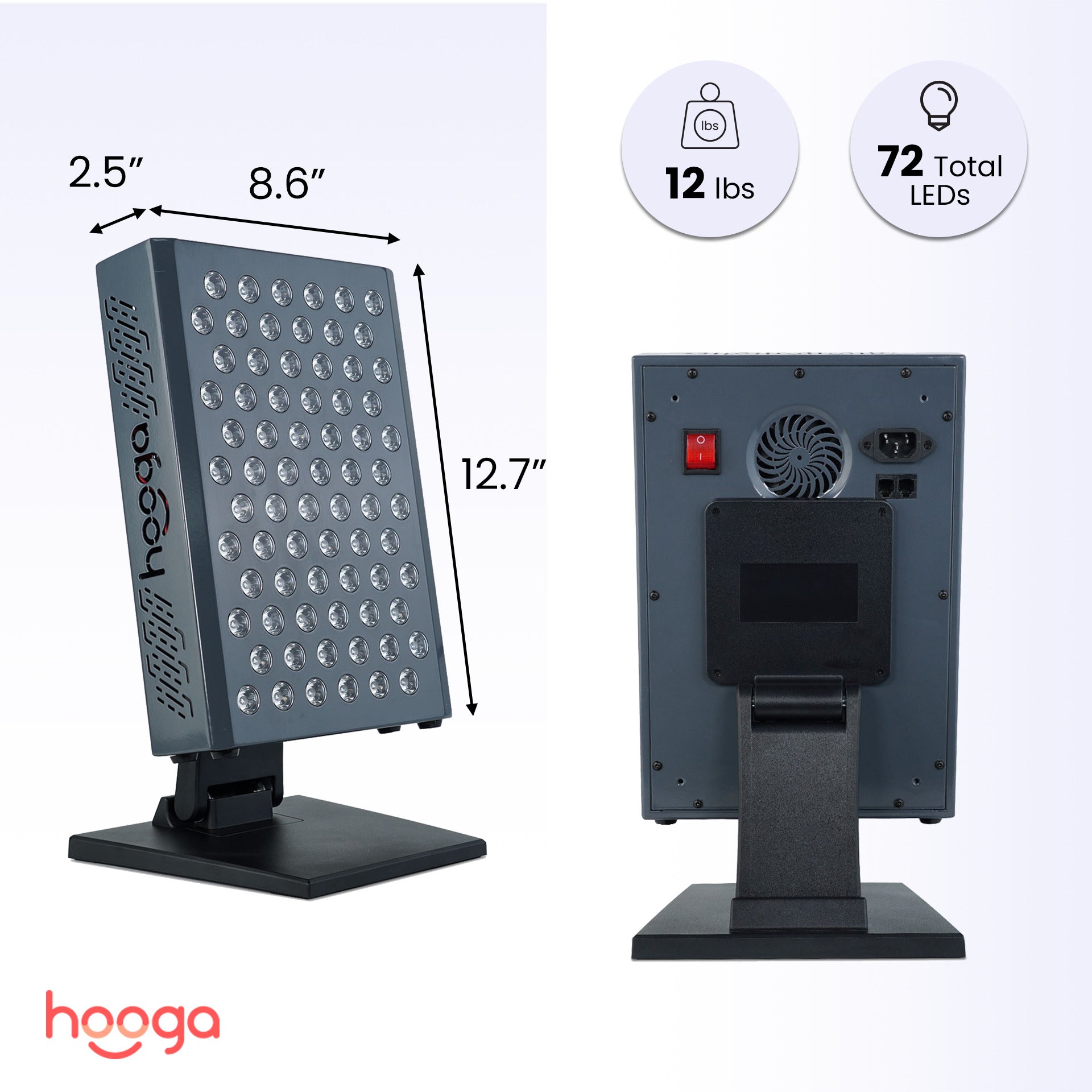 Hooga ULTRA360 Red Light Therapy Panel Dimensions and Size Specifications