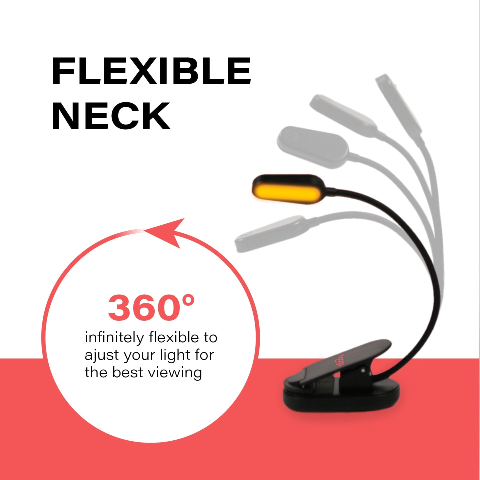 Round Neck Reading Light, LED Book Light for Reading in Bed at Night.